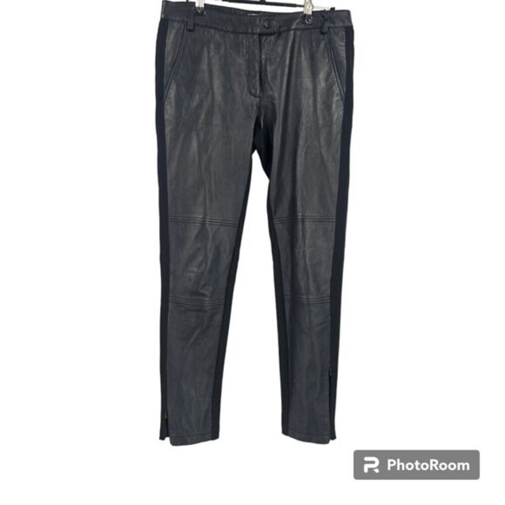 Moschino Cheap and Chic Moto Pants Black Mountain Sheep Faux Leather‎ Size 6